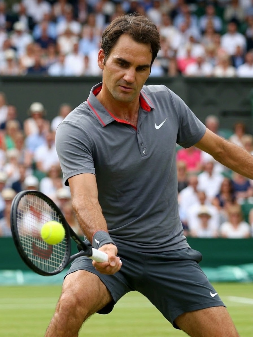 Nike Limited Edition Roger Federer RF Gray Dri-Fit Tennis Polo Size L
